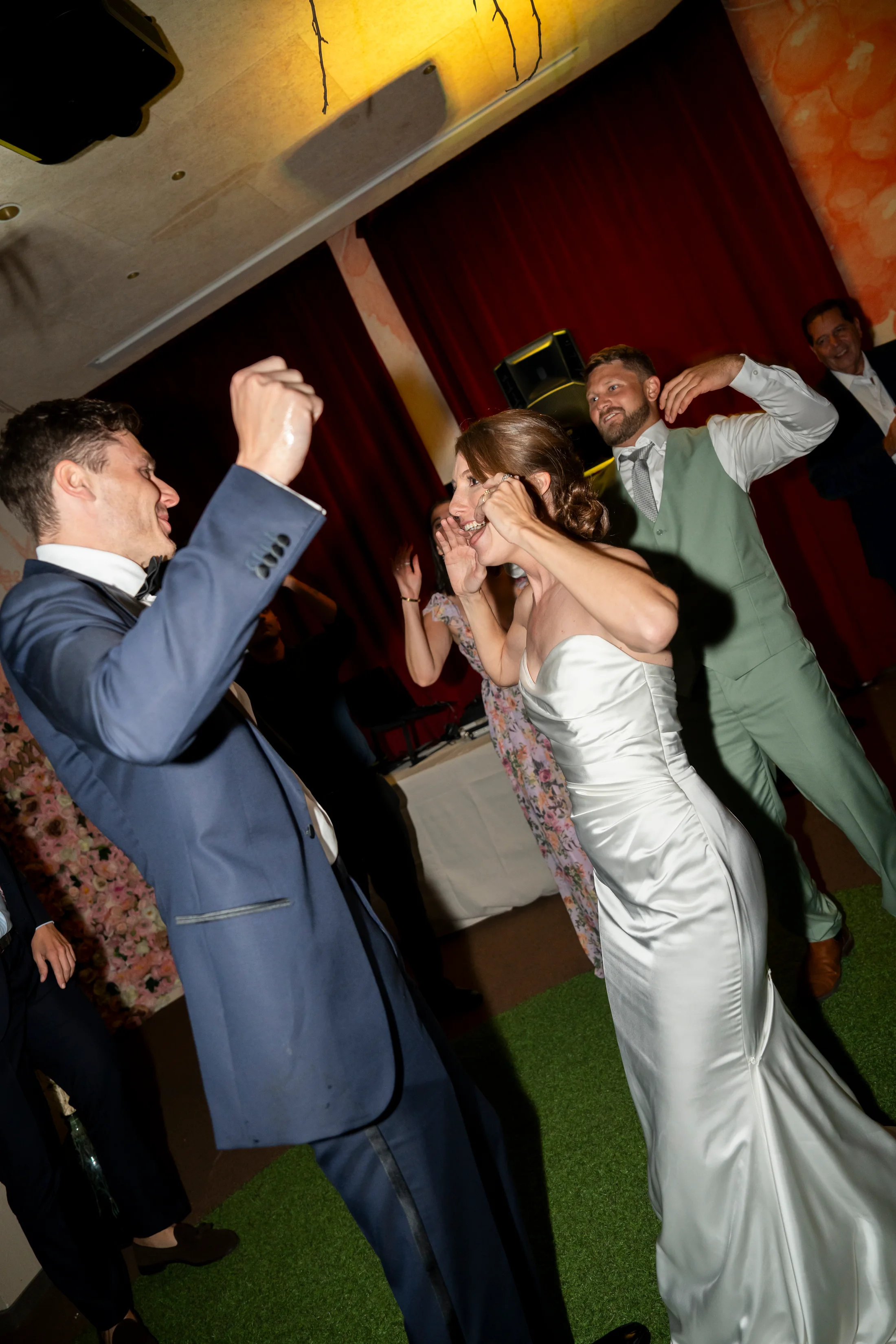 Guests dancing at the wedding reception