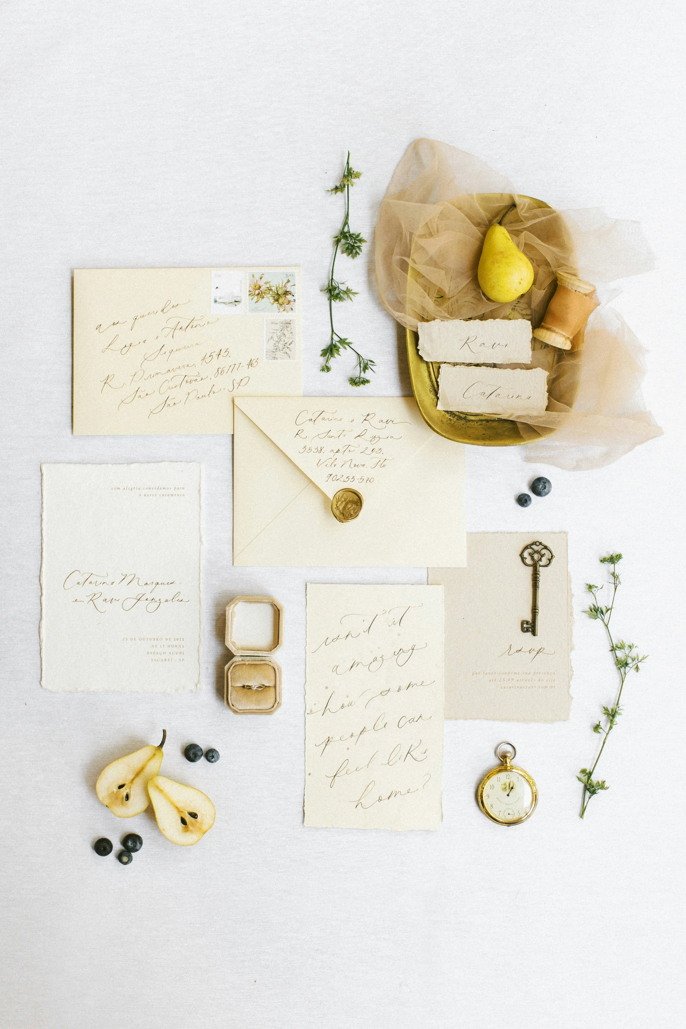 Wedding stationery with yellow floral details
