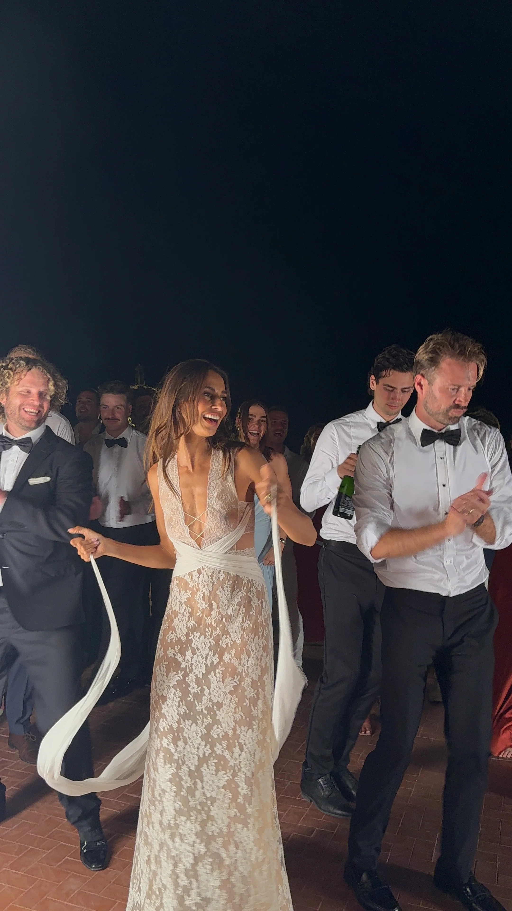 Guests celebrating together in the evening