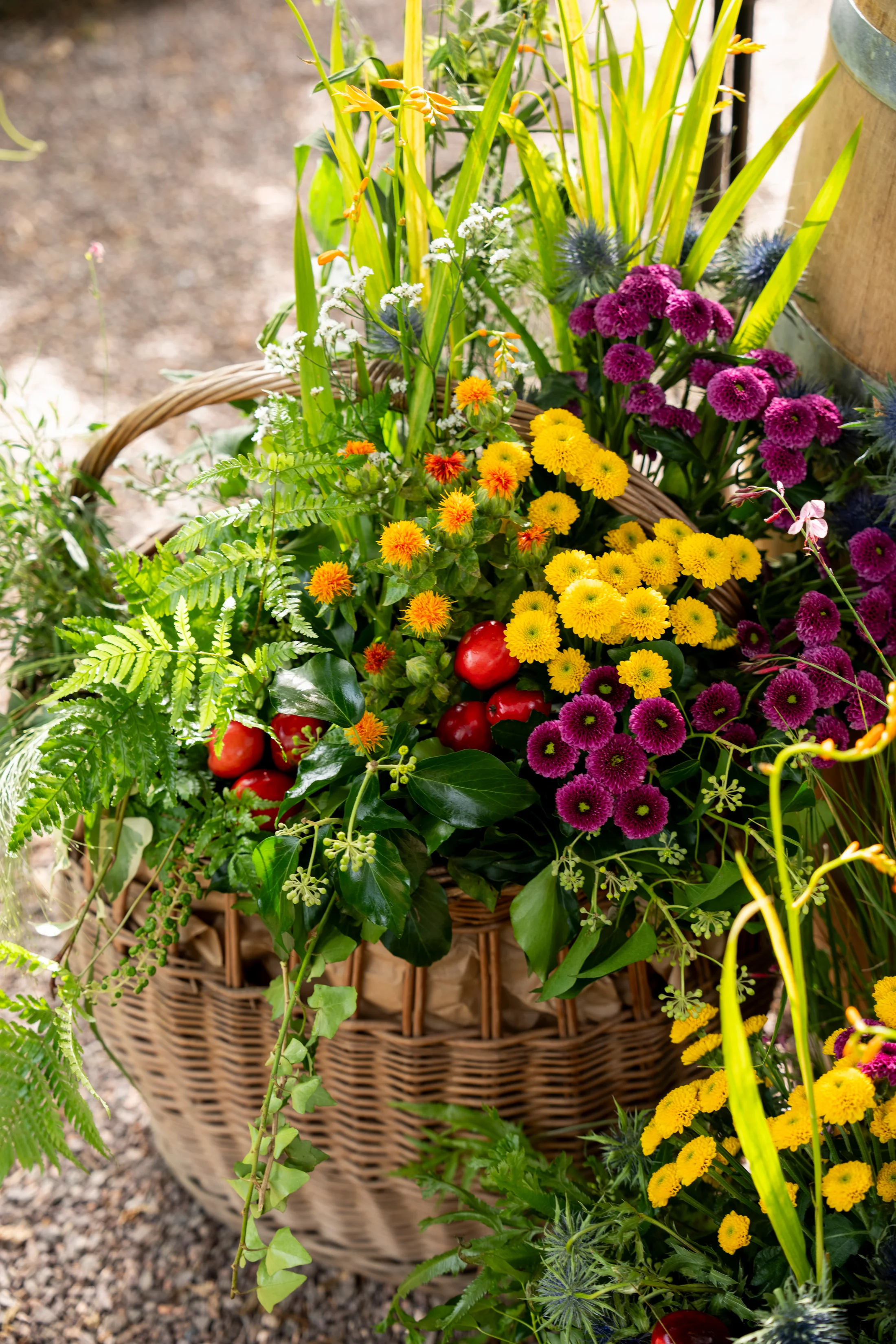 Brightly coloured wedding flowers