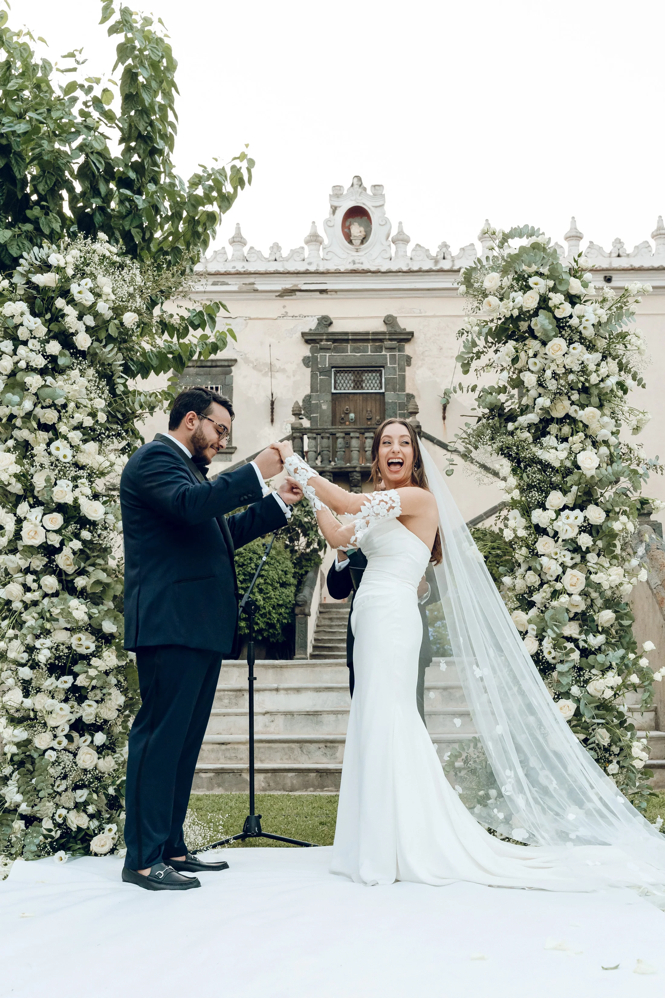 Bride and groom at an outdoor ceremony