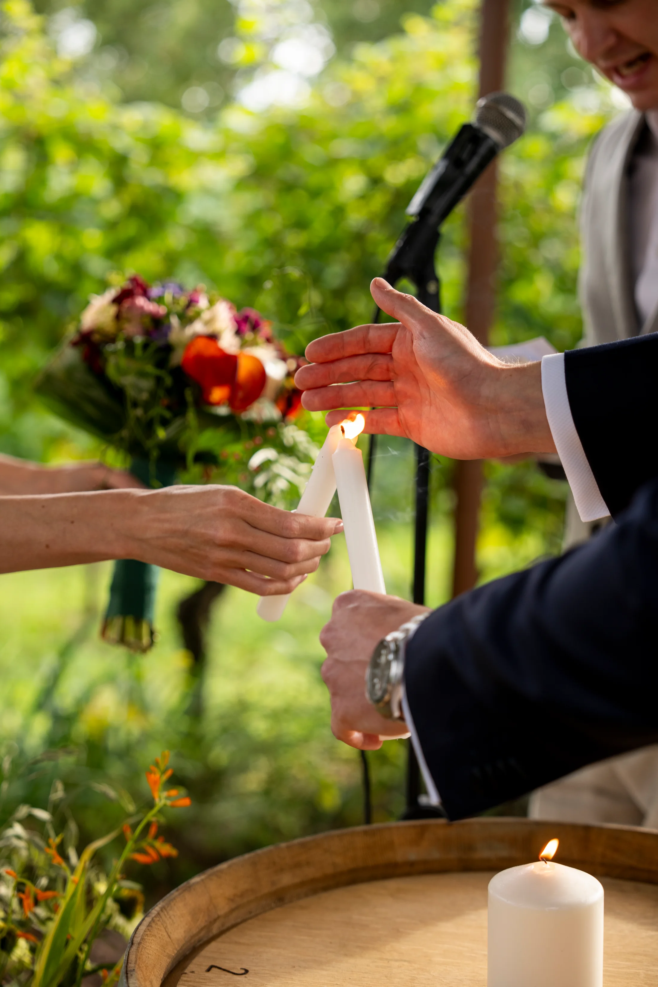 Wedding rings being exchanged