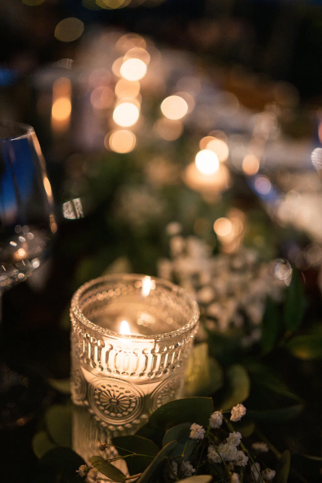 Candlelight on a wedding table