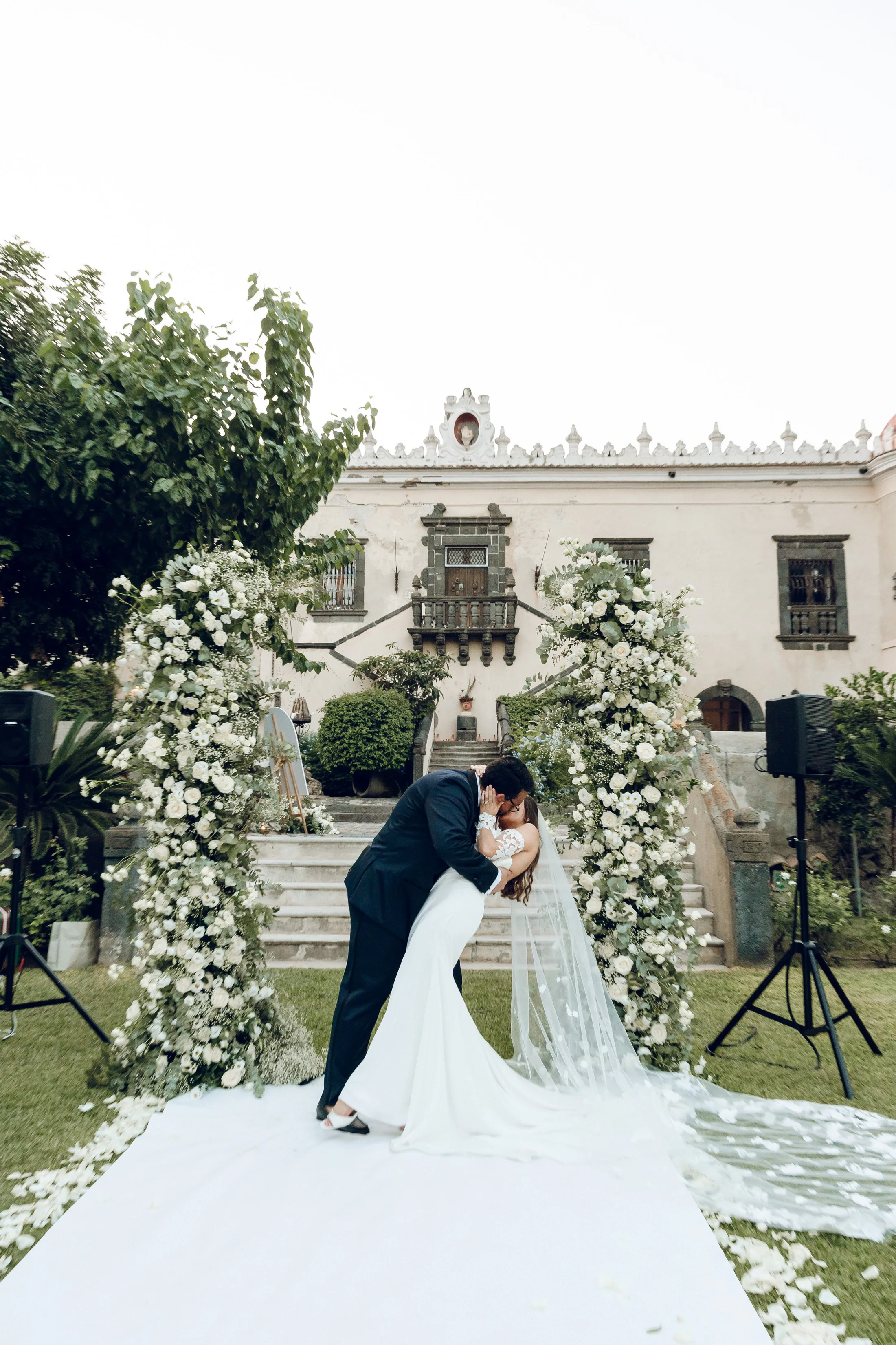 Bride and groom at an outdoor ceremony